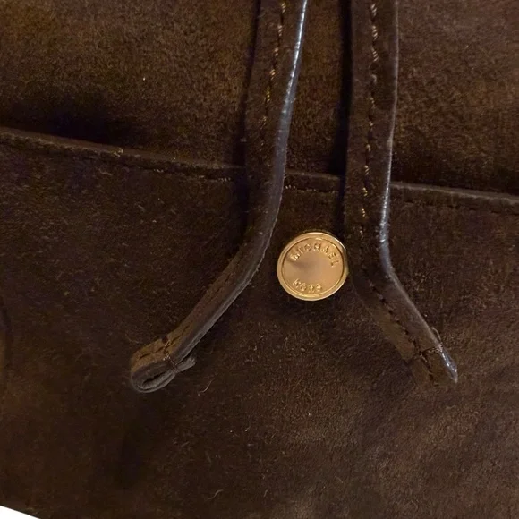 Michael Kors Brown Suede Leather Trim Bucket Shoulder Bag Drawstring Tote VTG